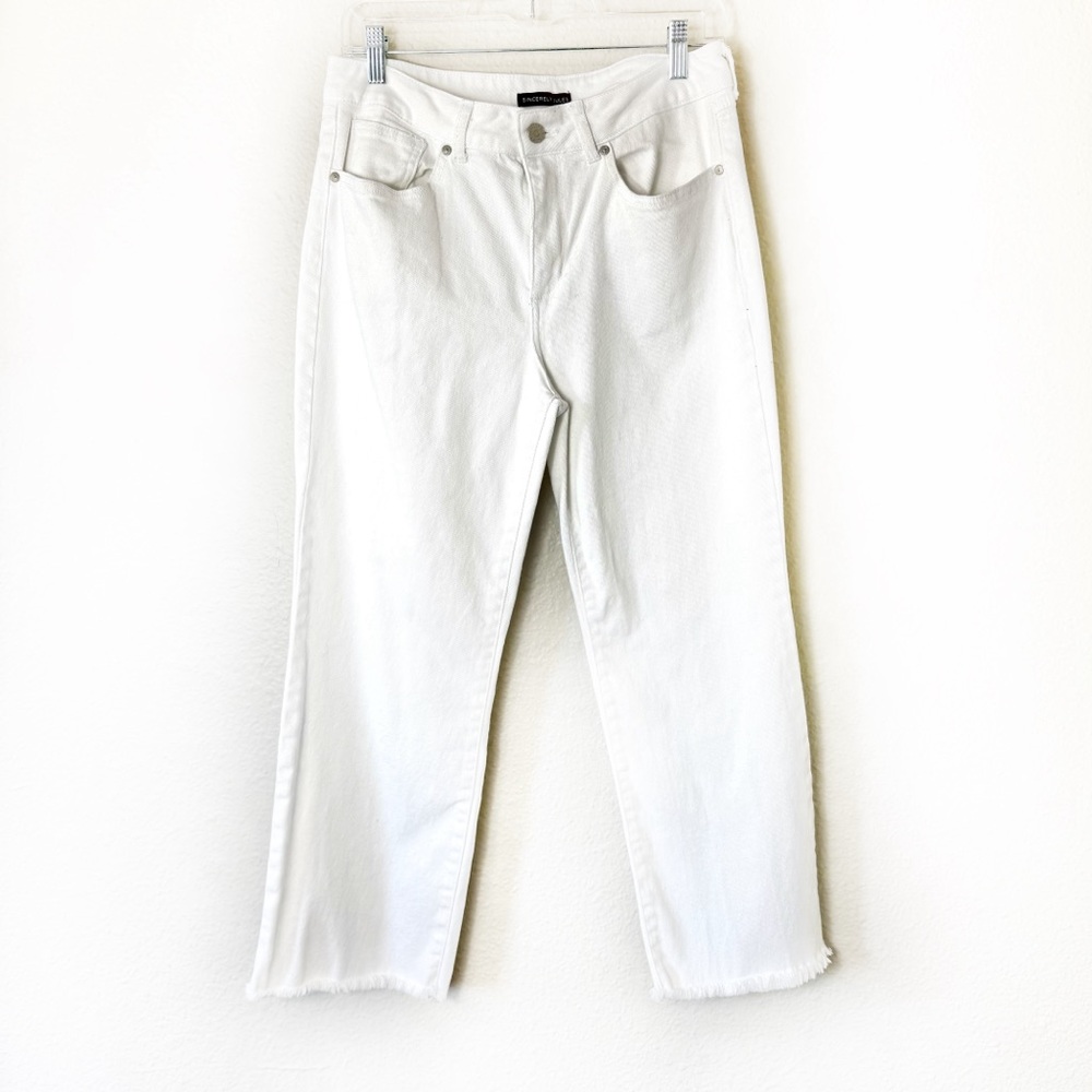 Sincerely Jules White High Rise Raw Hem Cropped Jeans Size 29